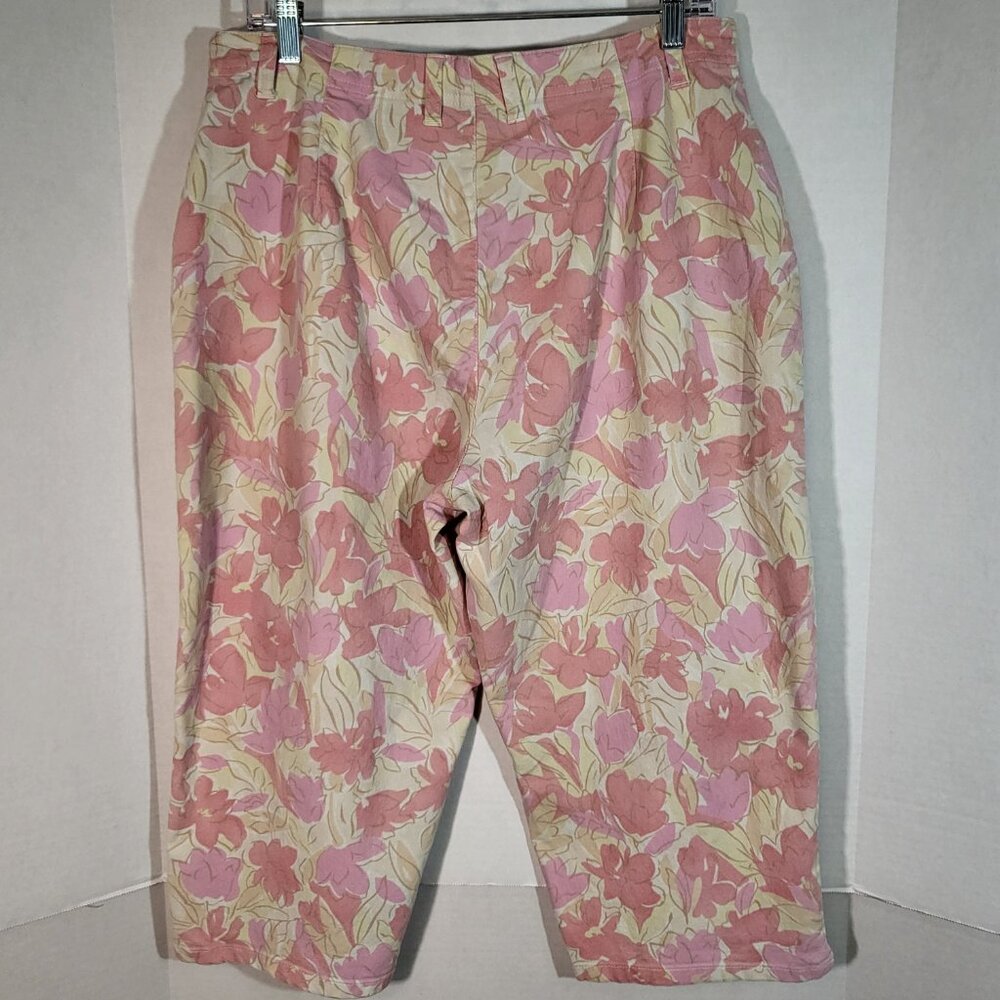 Gloria Vanderbilt Women's Amanda Floral Capris Size 16P Pink/Yellow - Picture 6 of 10